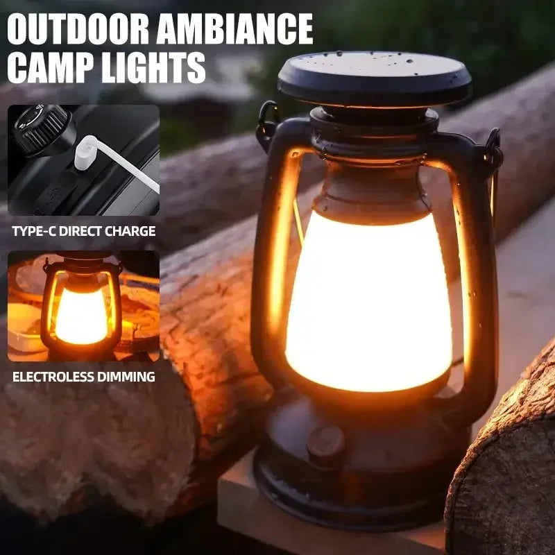 Retro Cordless 3-Mode Dimmable LED Camping Lantern