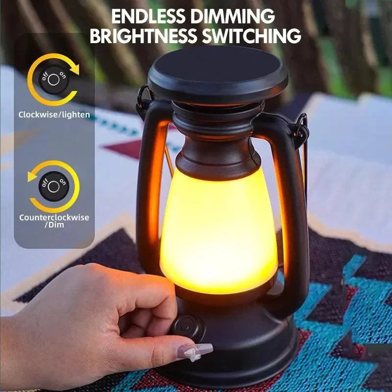 Retro Cordless 3-Mode Dimmable LED Camping Lantern