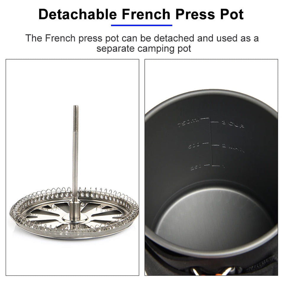 Morning Ritual Compact Camping Stove with French Press